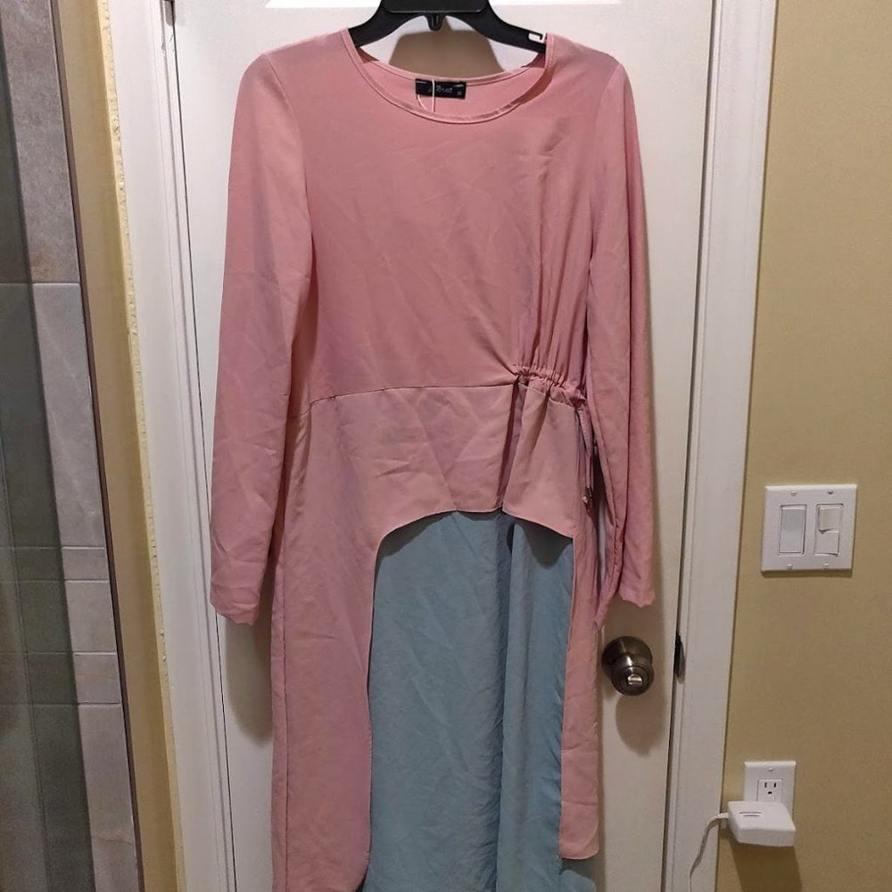 gdgACTUEL Pink and Blue Midi Dress, Size 8